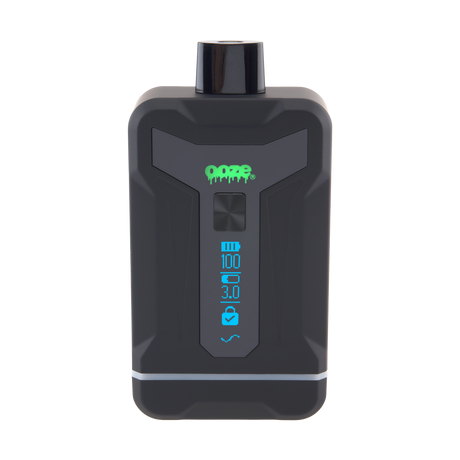 Front shot of Duet Black double cartridge vape with screen