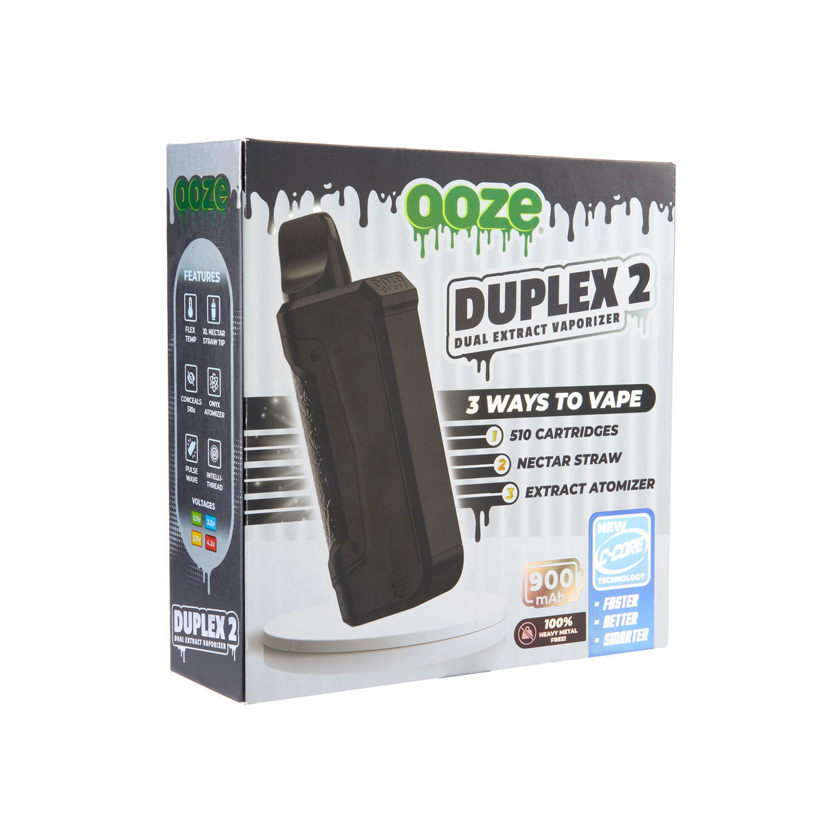 angled view of Duplex 2 black concentrate vaporizer product box