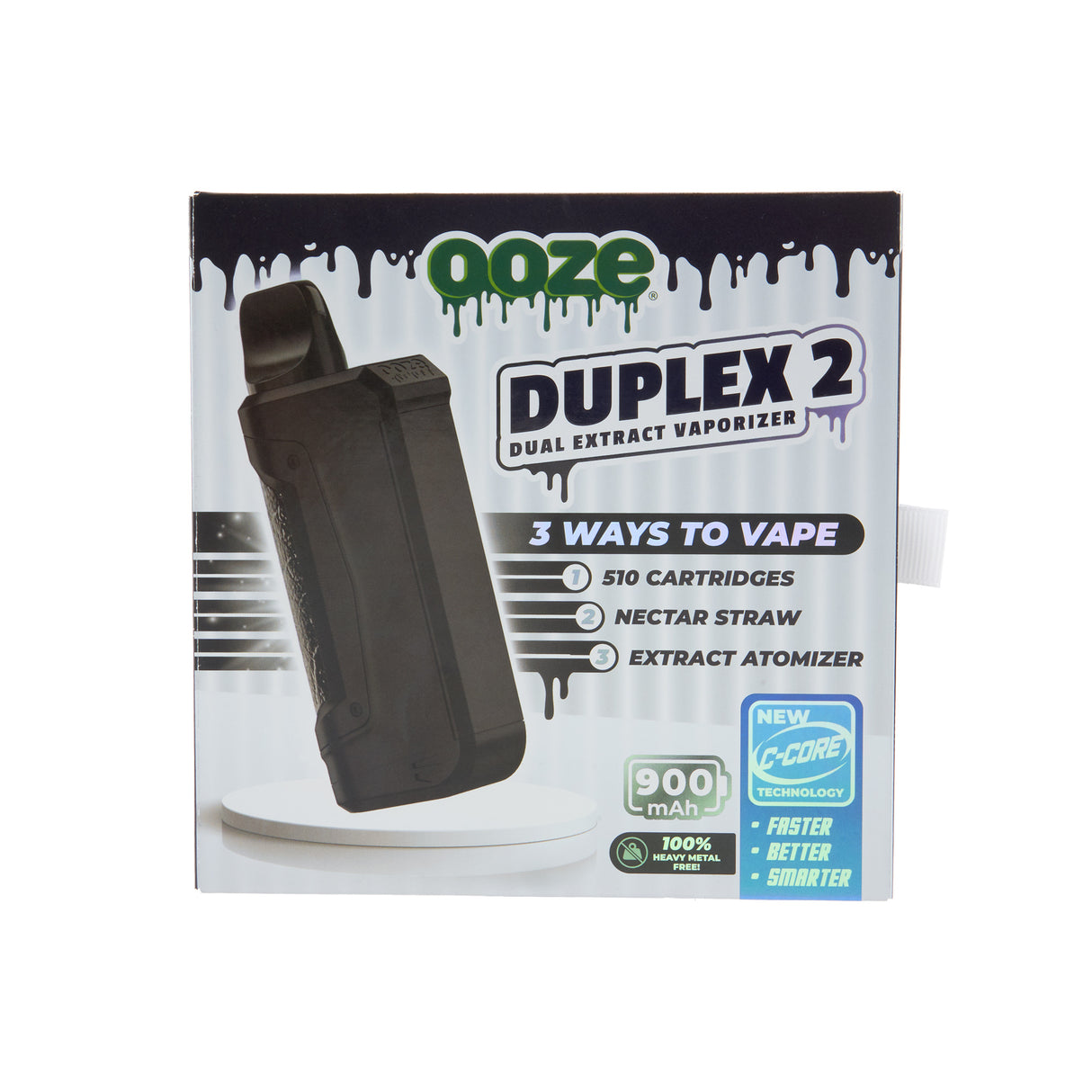 front view of Duplex 2 black concentrate vaporizer product box