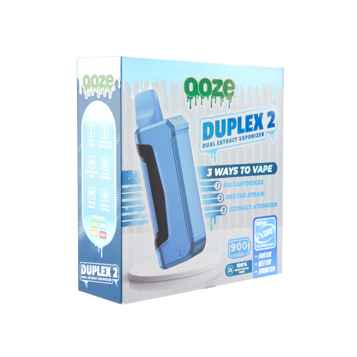 angled view of Duplex 2 blue concentrate vaporizer product box
