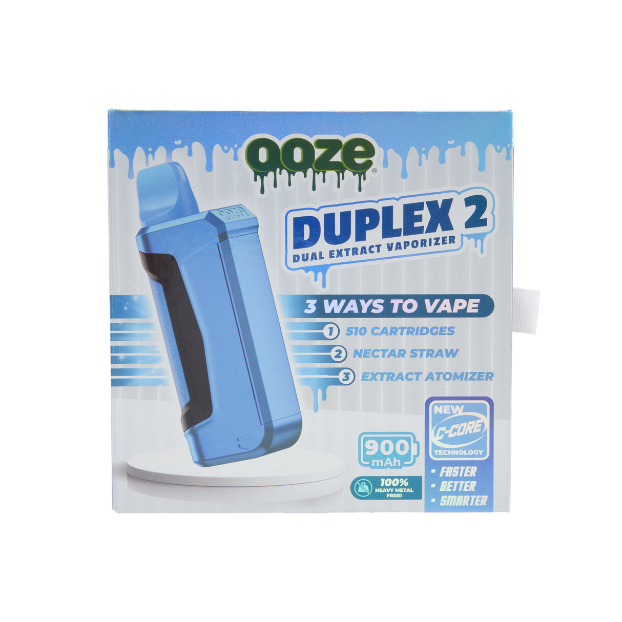 front view of Duplex 2 blue concentrate vaporizer product box