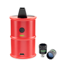 front view of red Electro Barrel electric dab rig with attachments