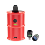 front view of red Electro Barrel electric dab rig with attachments