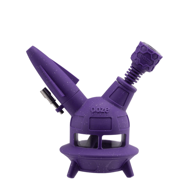 Purple silicone UFO bong with bowl attachment inserted