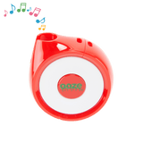 The ruby red Ooze Movez speaker vape has colorful music notes playing