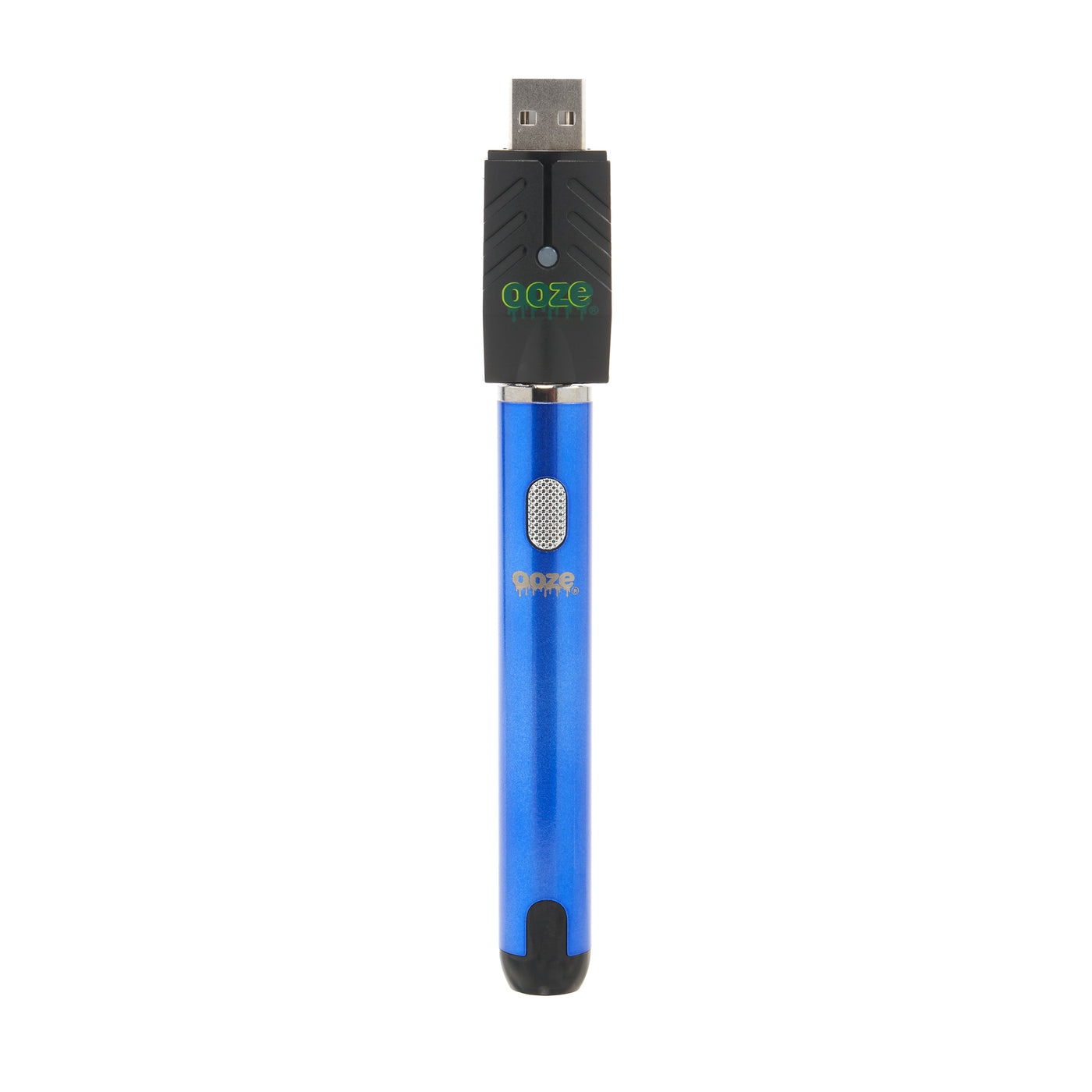front view of blue smart vape battery with USB Charger