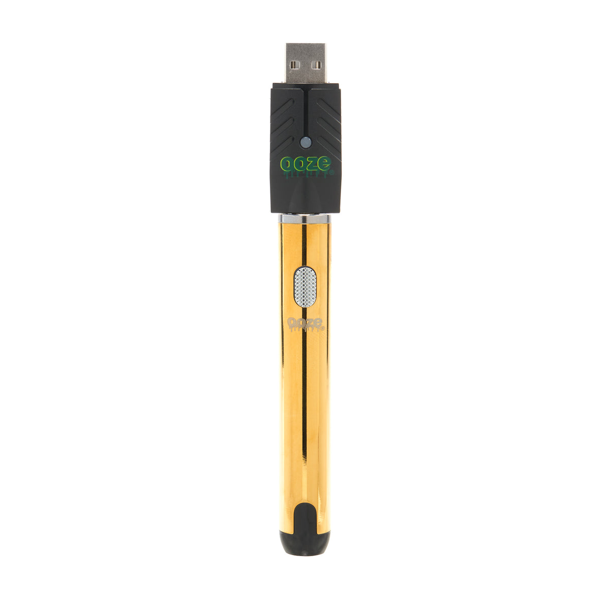 front view of gold smart vape battery with USB charger