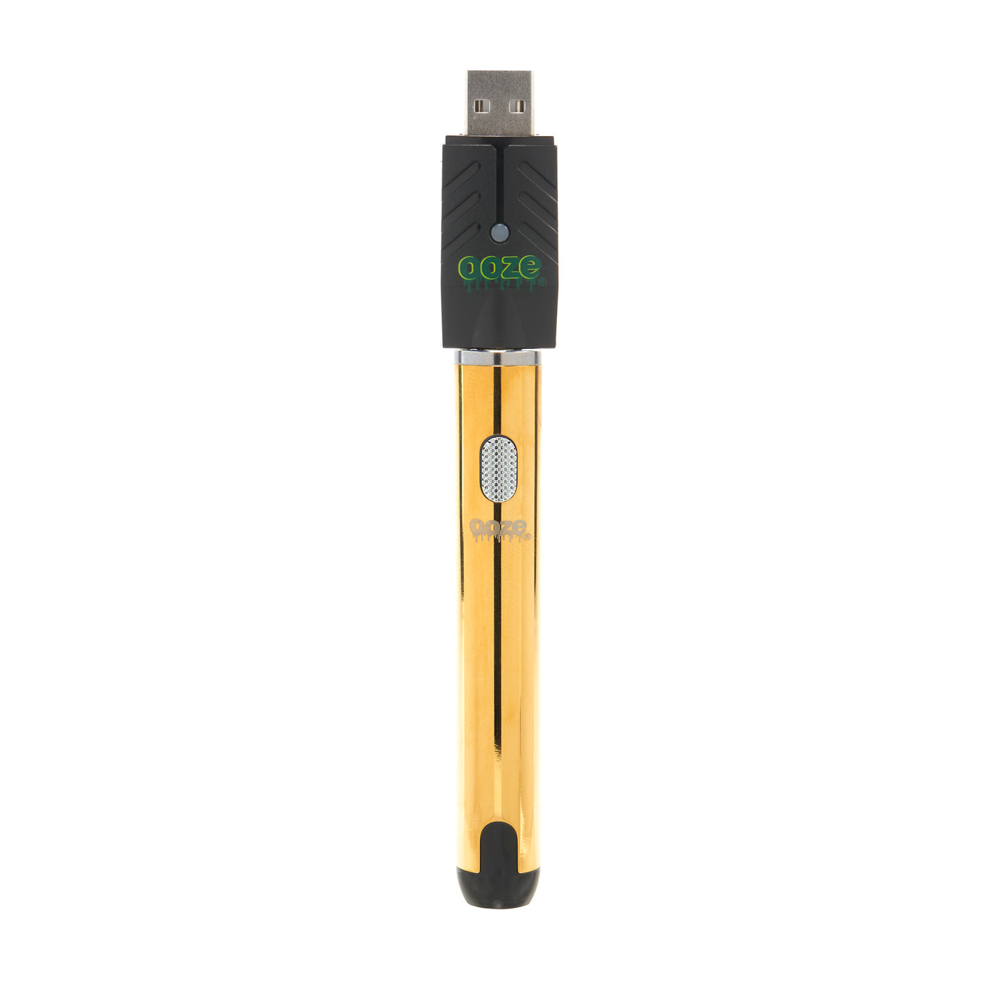 front view of gold smart vape battery with USB charger