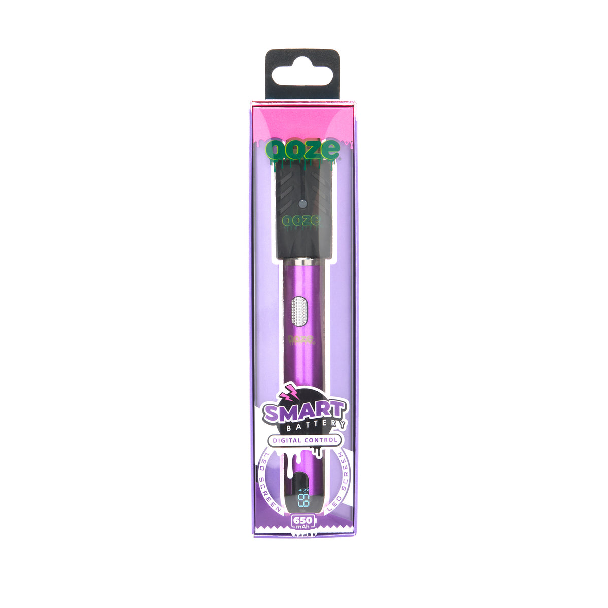front view of product box for purple smart vape battery