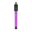 The ultra purple Ooze Smart Battery is upright with the charger attached