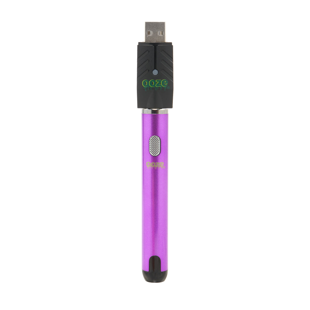 front view of purple smart vape battery with USB charger