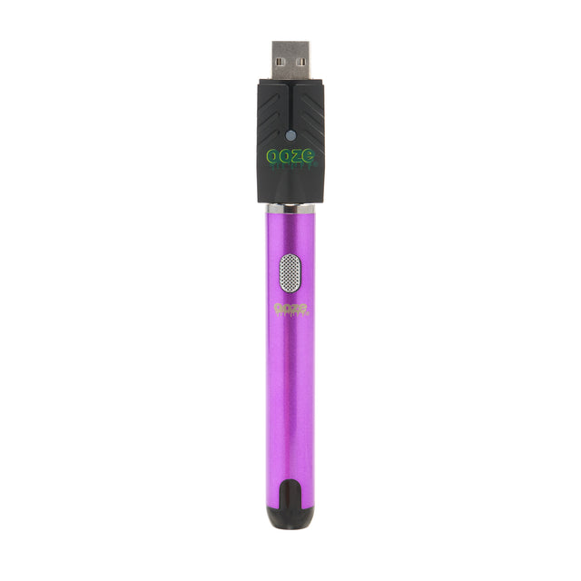 front view of purple smart vape battery with USB charger