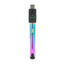 The rainbow Ooze Smart Battery is upright with the charger attached