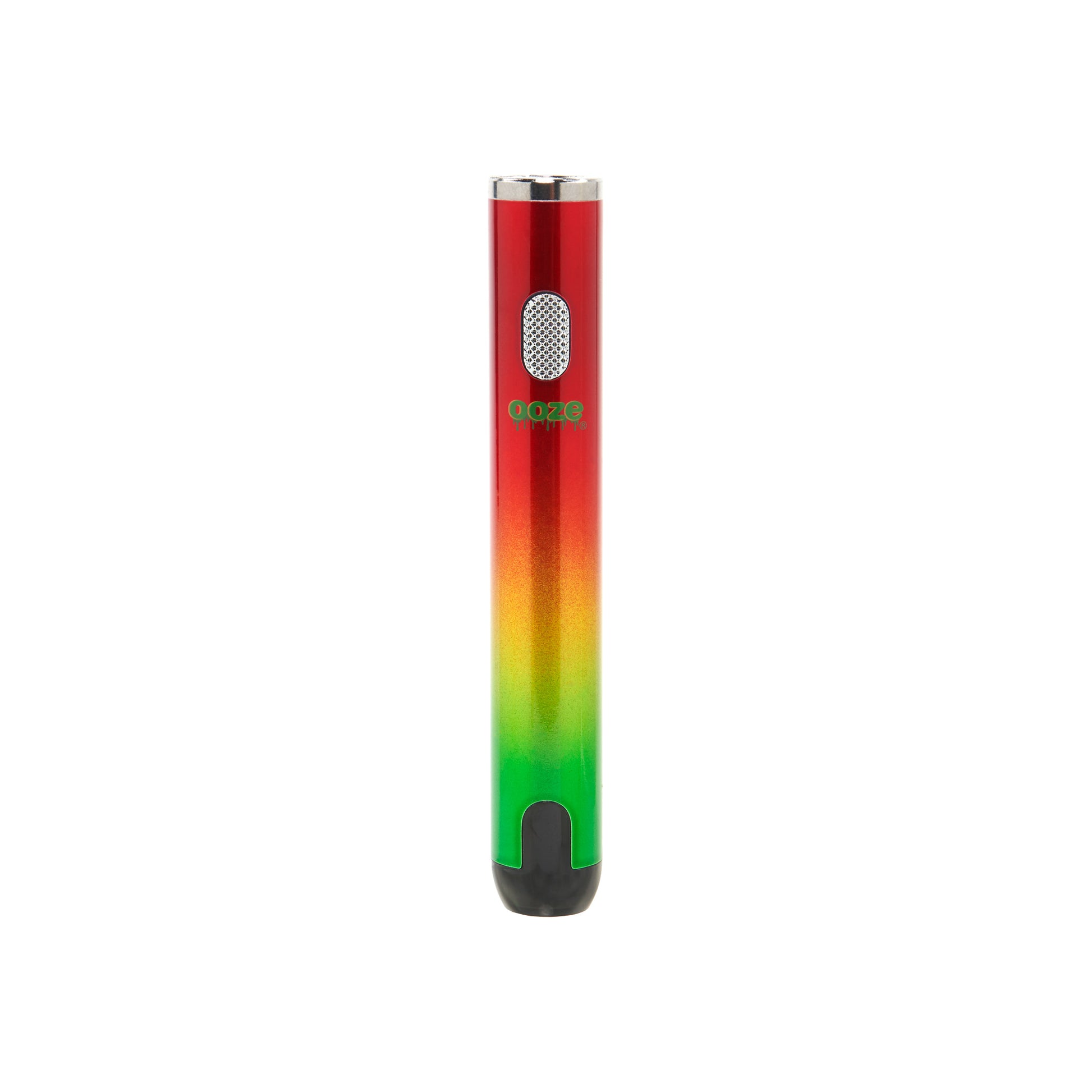 The rasta Ooze Smart Battery is upright and turned off without the charger