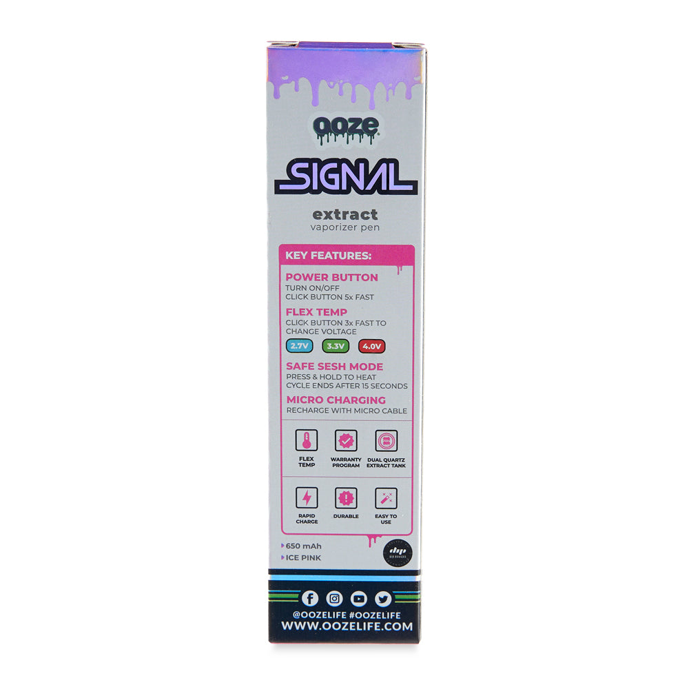 The back of the packaging for the Ice Pink Ooze Signal is shown against a white background.