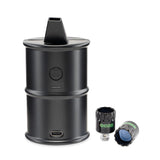 front view of black Electro Barrel electric dab rig with attachments