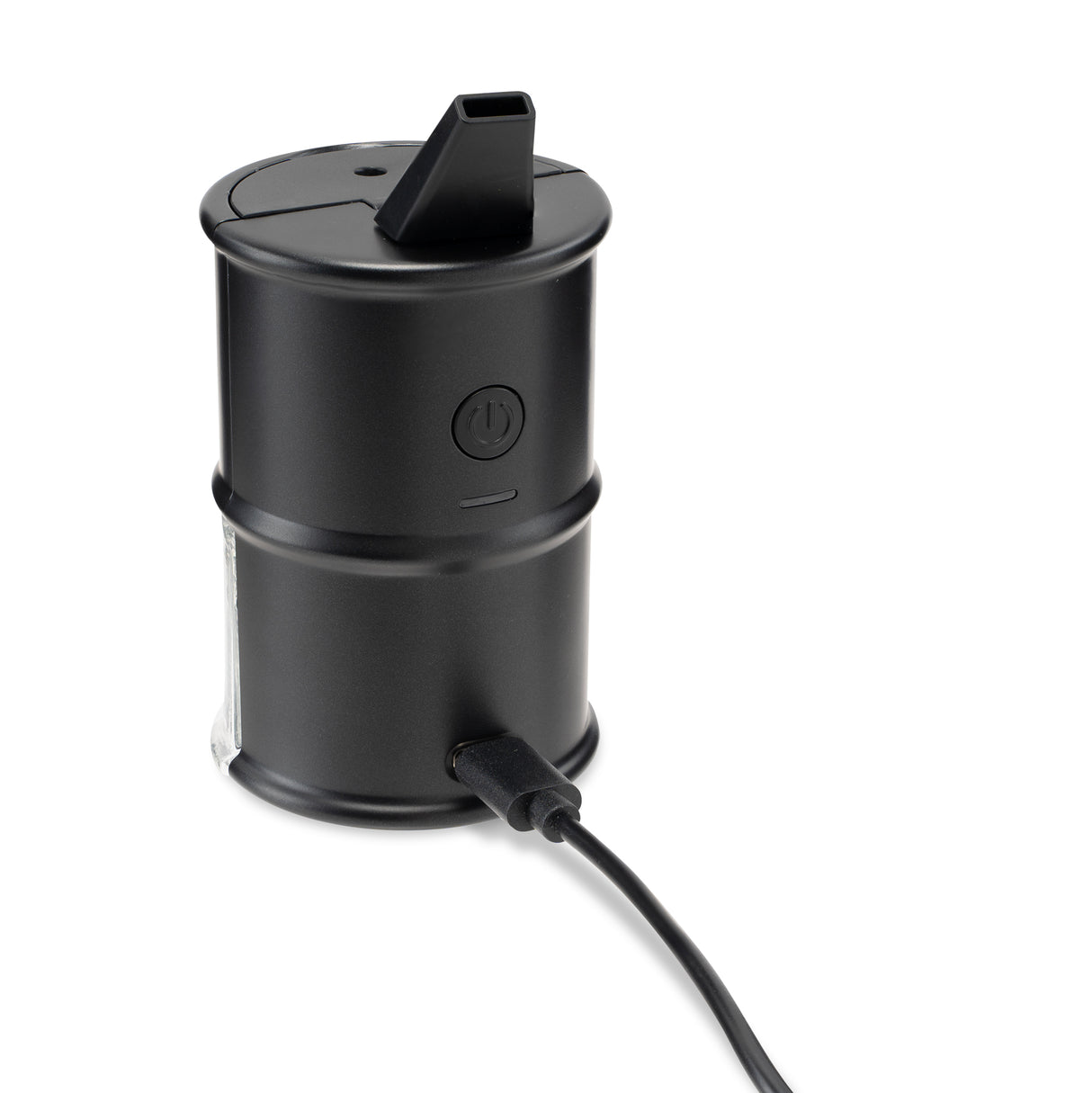 front view of black Electro Barrel electric dab rig charging