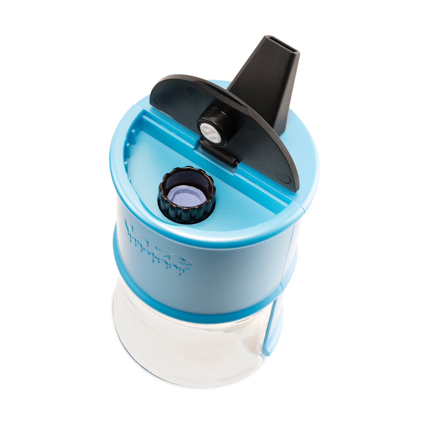 top view of blue Electro Barrel electric dab rig