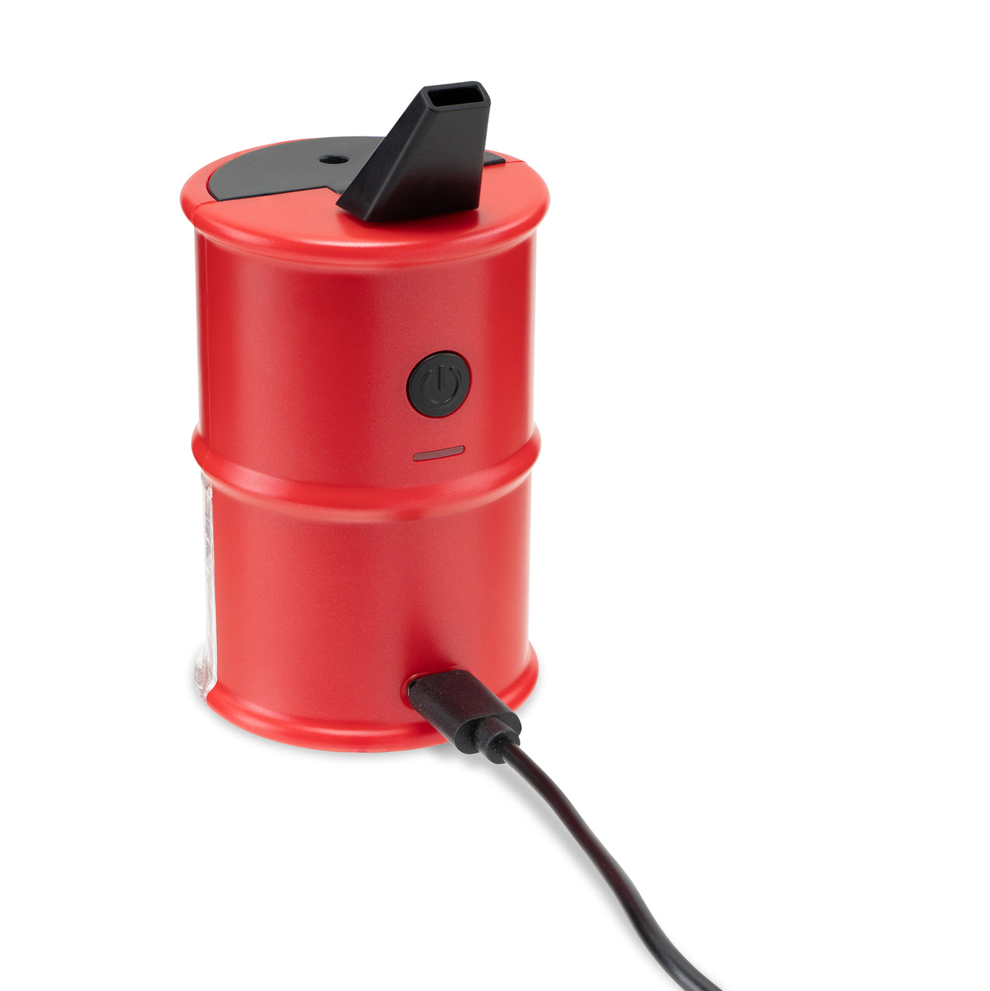 front view of red Electro Barrel electric dab rig charging