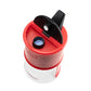 The Ruby Red Ooze Electro Barrel E-Rig is shown from above with the lid open to reveal the Onyx Atomizer.