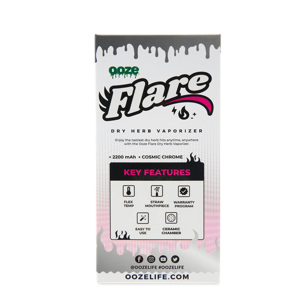 Back view of Chrome Flare flower vape product box
