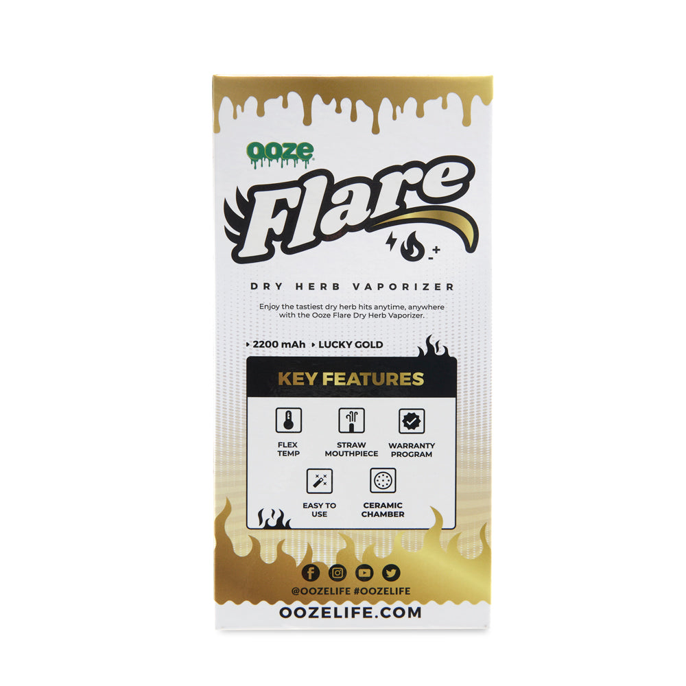 Back view of Gold Flare flower vape product box
