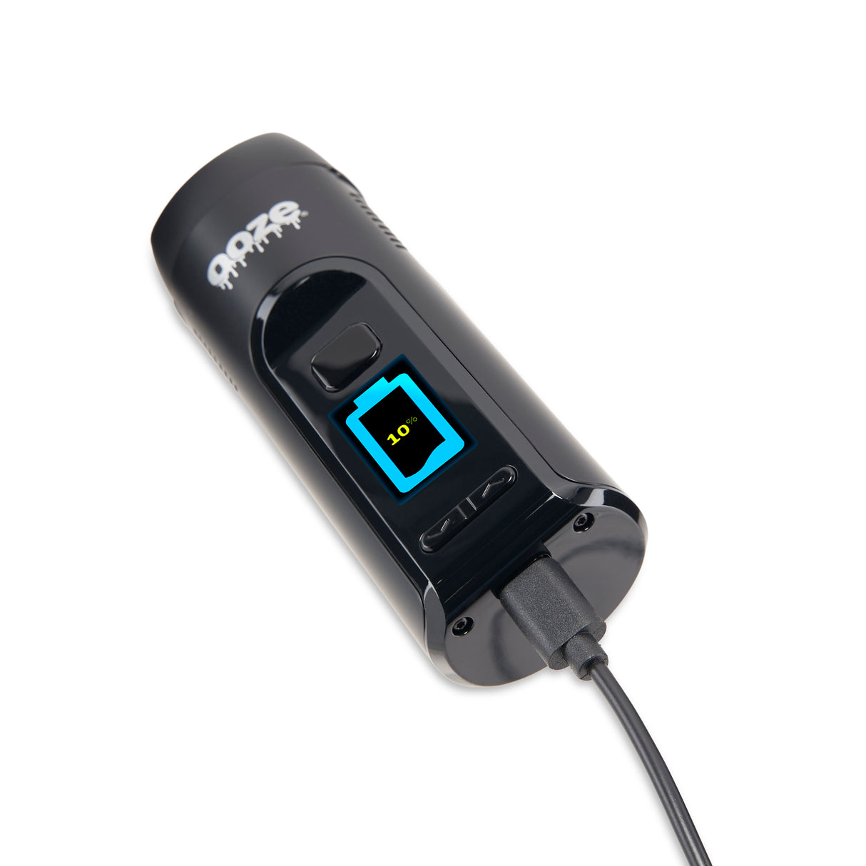 Black Verge cannabis vape laying down and charging
