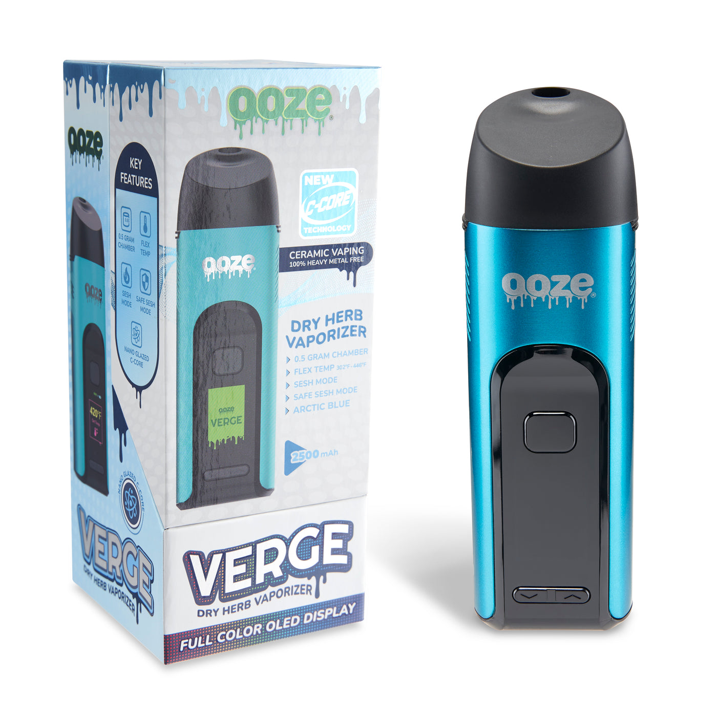 Arctic Blue Verge 2500mAh Dry Herb Cannabis Vape | Ooze Arctic Blue Verge 2500mAh Dry Herb Cannabis Vape | Ooze