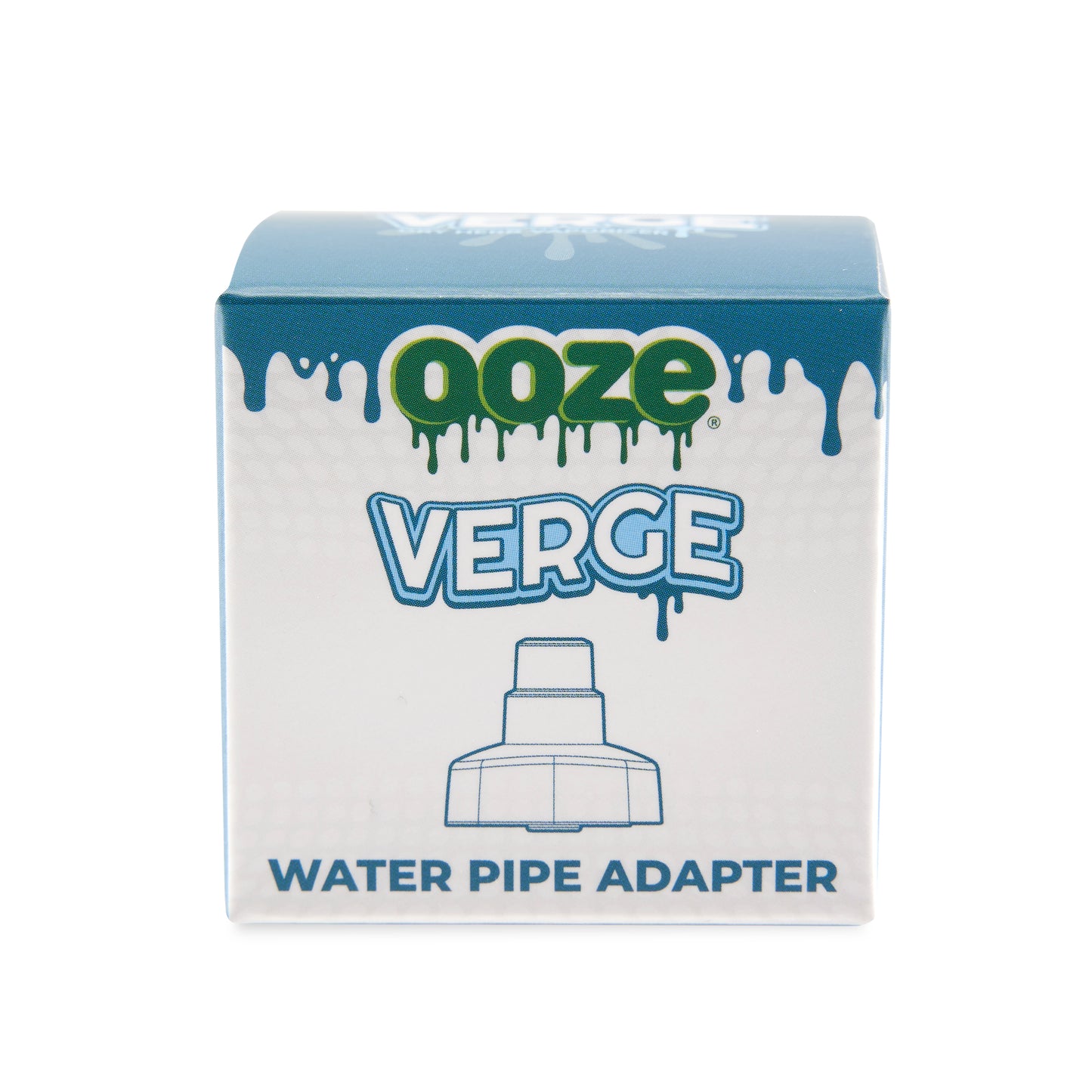 The front of the box for the the Ooze Verge water pipe adapter.