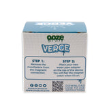 The back of the box for the Ooze Verge water pipe adapter.