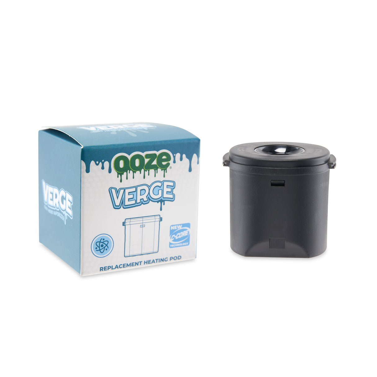 The Ooze Verge replacement heating pod is to the right of its box.