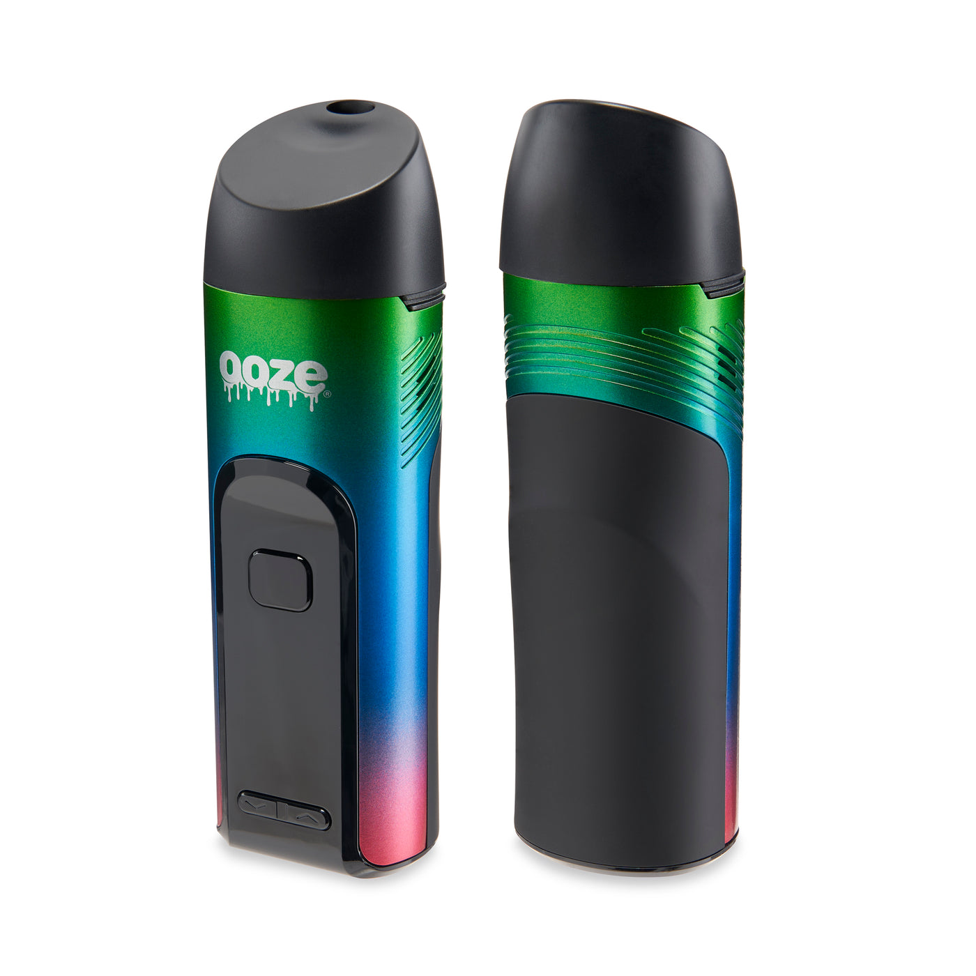 Angled side and back view of Rainbow Verge cannabis vape 

