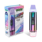 The Rainbow Ooze Booster Extract Vaporizer is shown standing upright with the cap attached, next to the box.