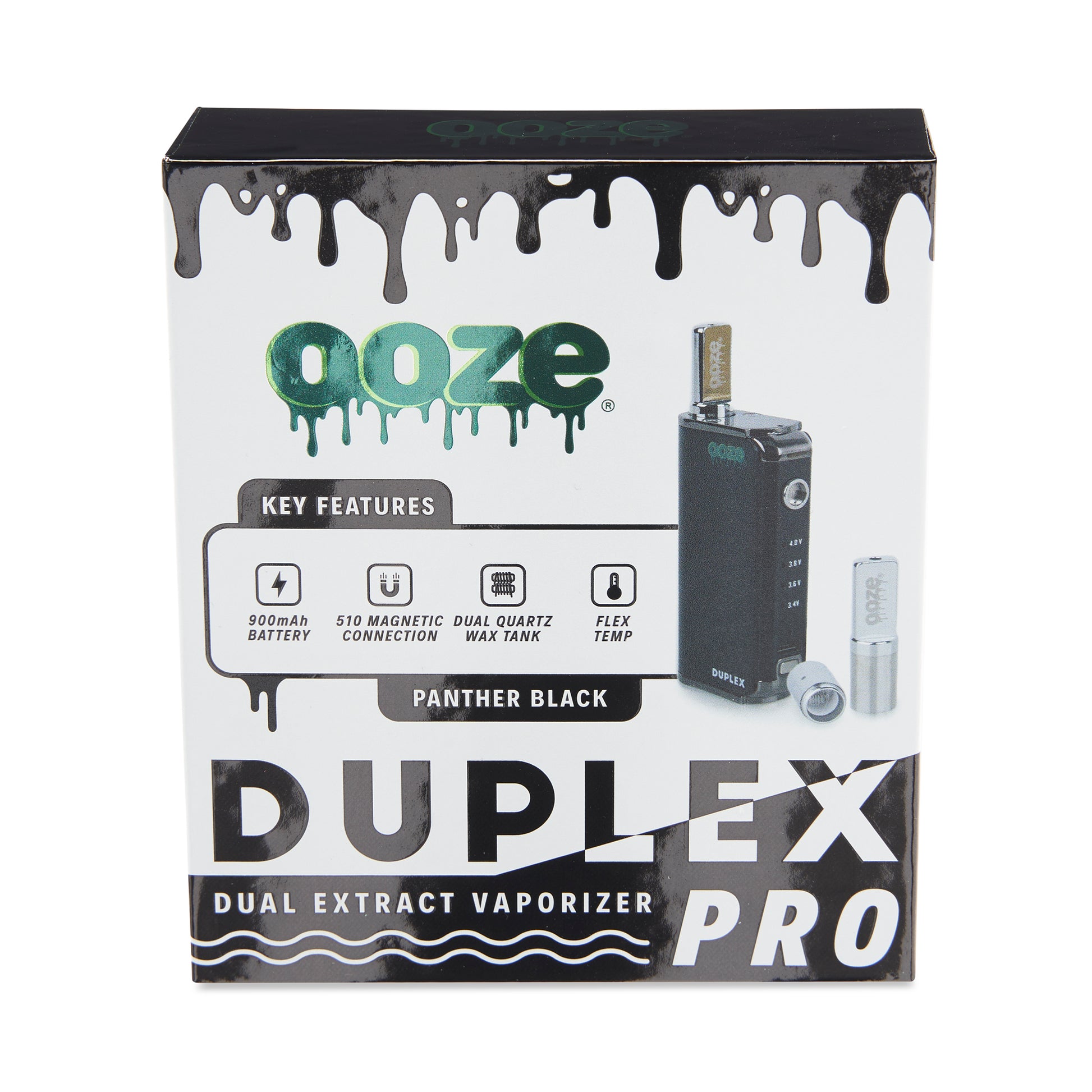 The packaging for the Panther Black Ooze Duplex Pro Vaporizer.