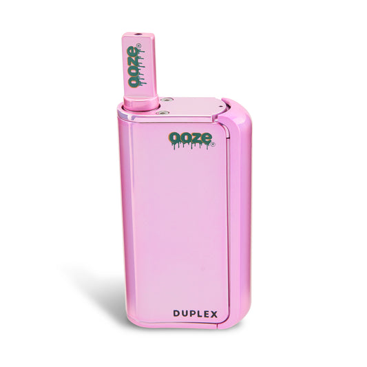 The Ice Pink Ooze Duplex Pro Vaporizer is facing forward.