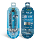 front and back view of blue Beacon dab pen packagingn outside of packaging