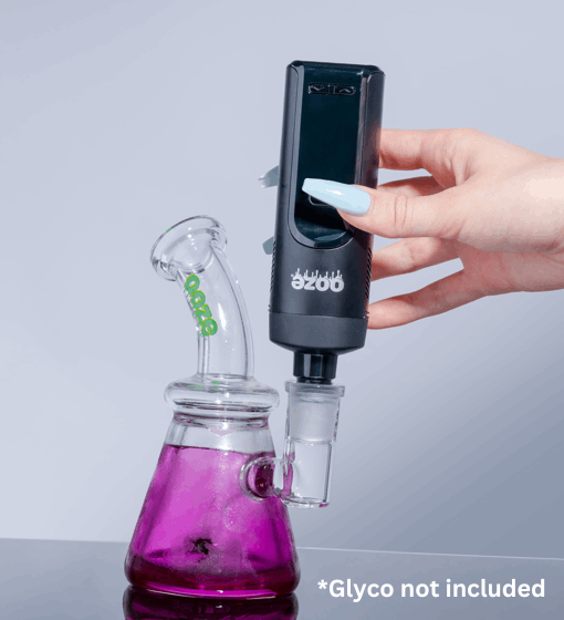 Black Verge cannabis vape attached to dab rig
