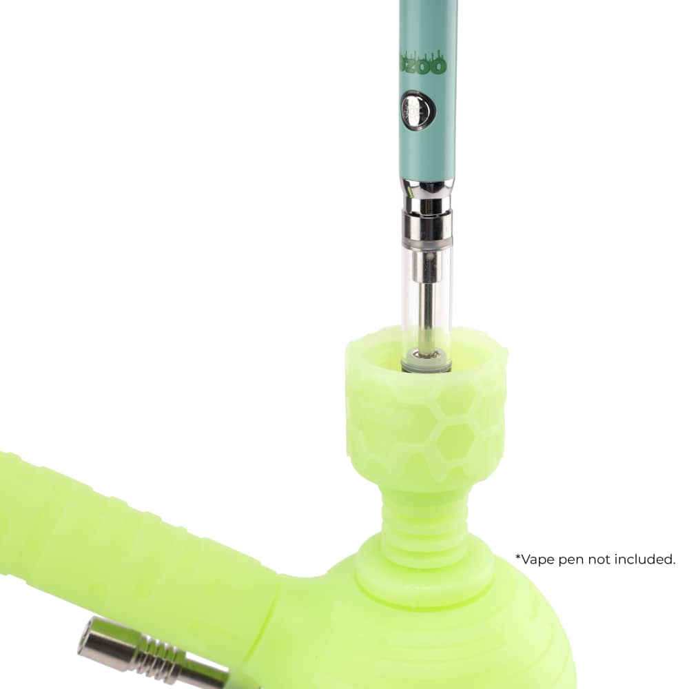 Ooze Blaster Silicone Glass 4-In-1 Hybrid Water Pipe And Nectar Collector - Green Glow