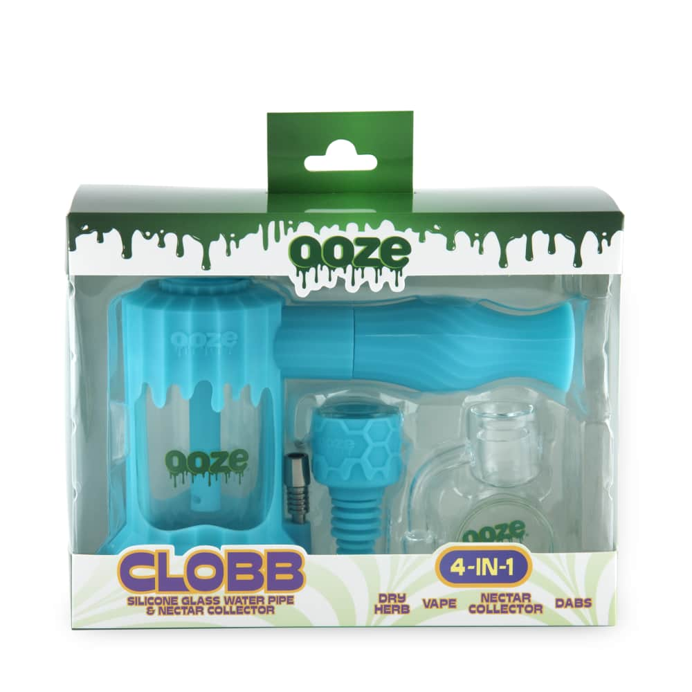 Ooze Clobb Silicone Water Pipe, Dab Rig & Nectar Collector - Aqua Teal