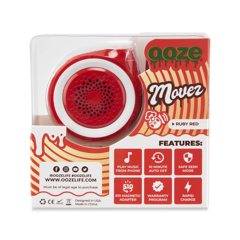 Ooze Movez Wireless Speaker 510 Vape Battery - Ruby Red