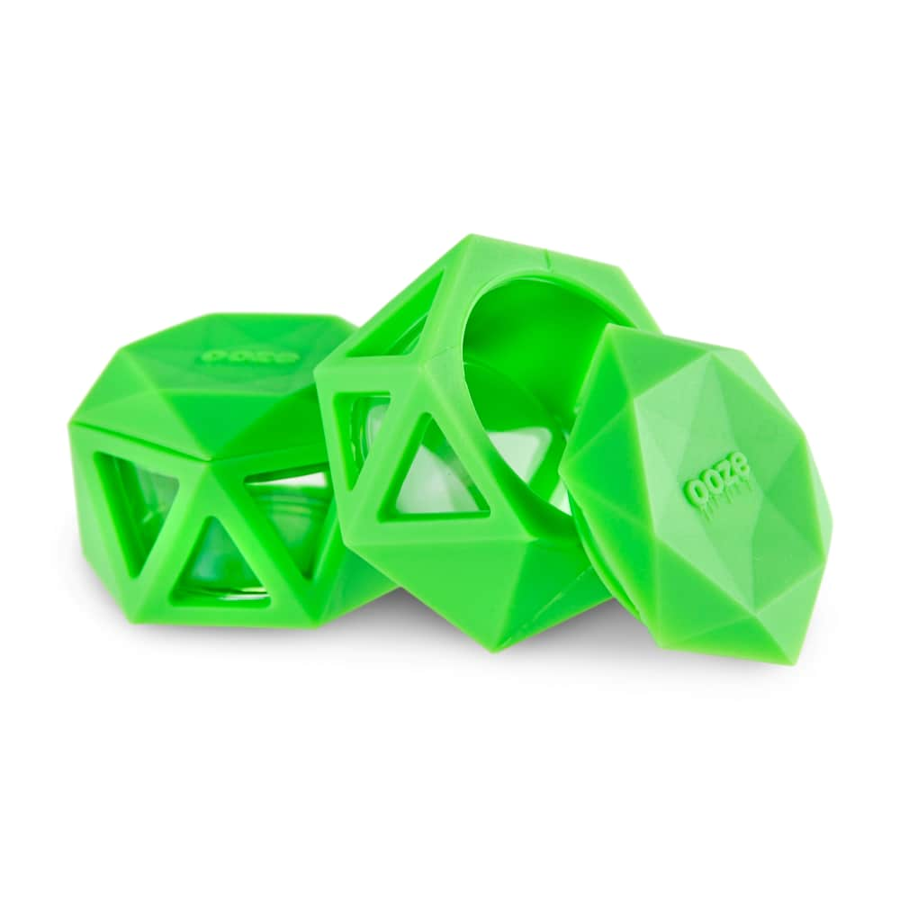 Geode Silicone & Glass Container - Green