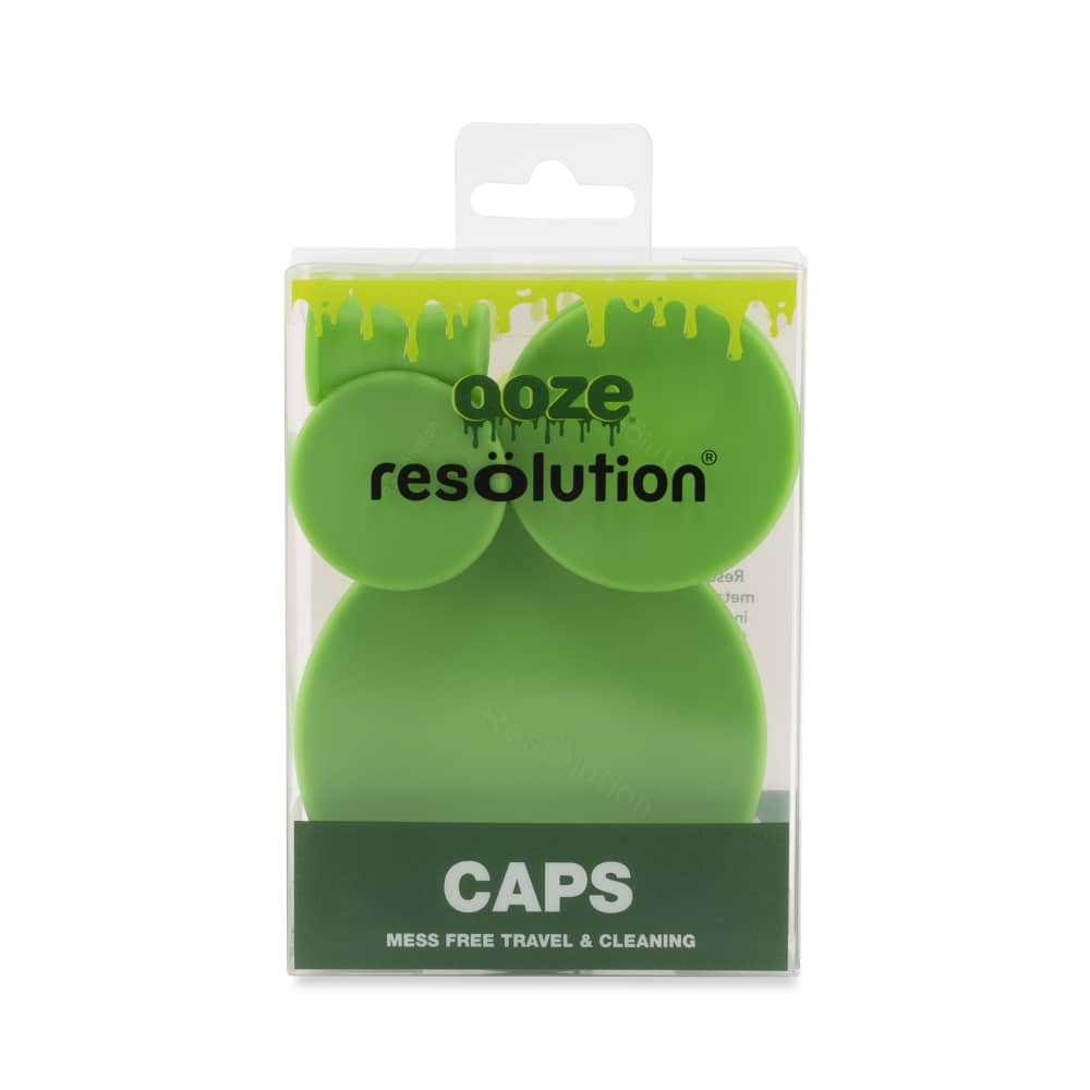 Ooze Resolution Silicone Res Cap 4-Pack For Travel And Cleaning - Green