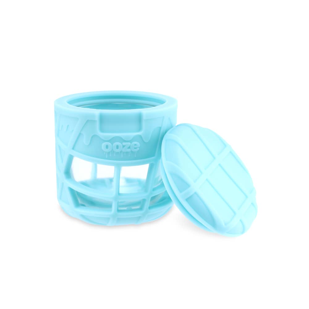 Ooze Prizm Aqua Teal Silicone-Wrapped Glass Stash Jar