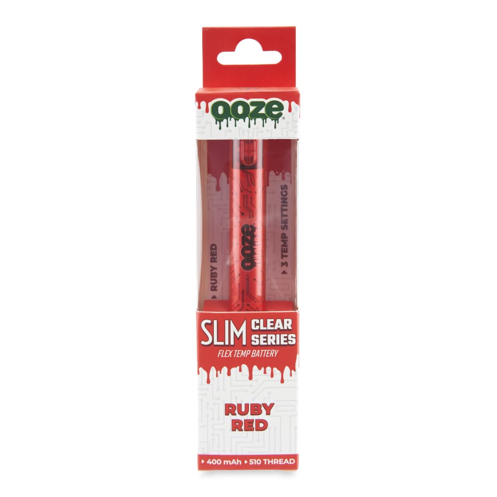 Slim Clear Series Transparent 510 Vape Battery – Ruby Red