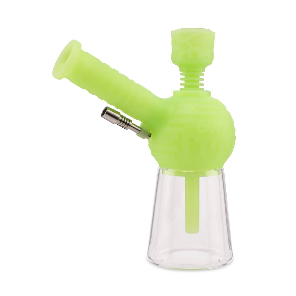Ooze Blaster Silicone Glass 4-In-1 Hybrid Water Pipe And Nectar Collector - Green Glow