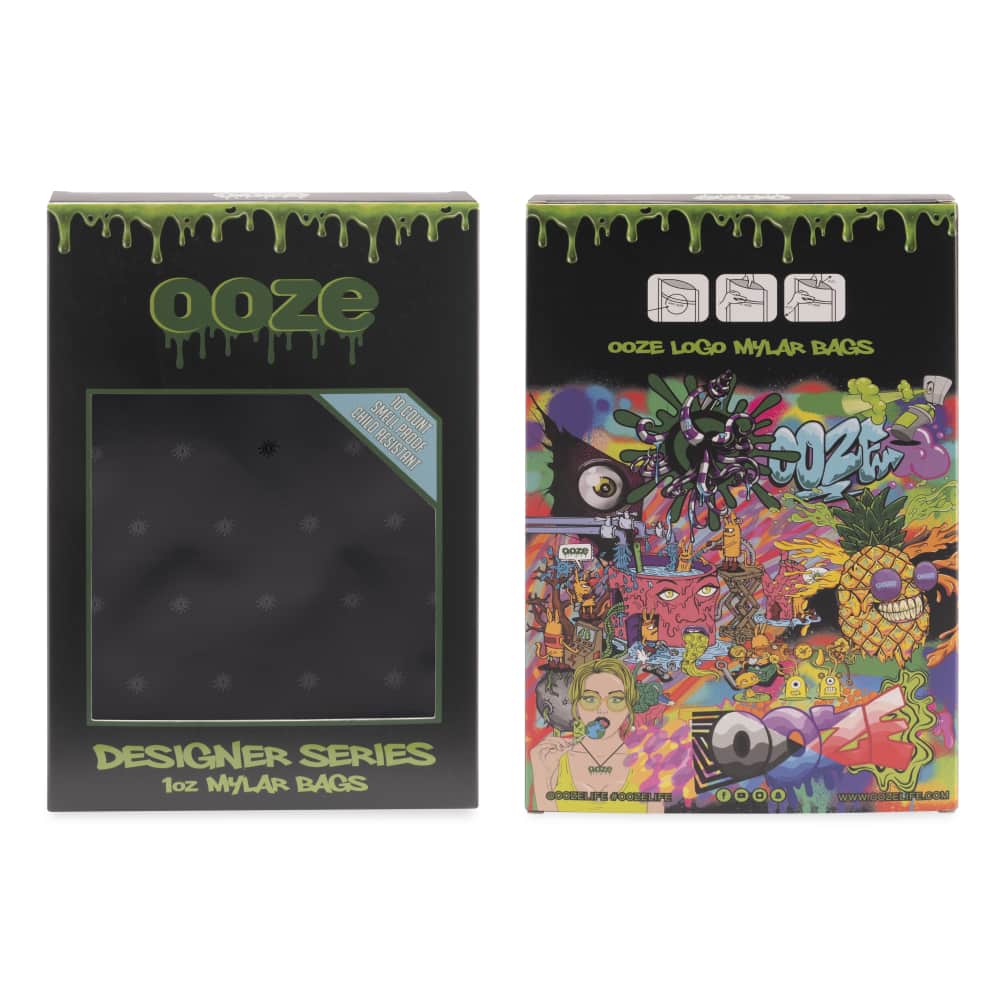 Ooze Designer Series 1 Ounce Mylar Bag 10-Pack Box - Logo
