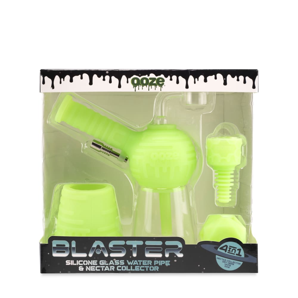 Ooze Blaster Silicone Glass 4-In-1 Hybrid Water Pipe And Nectar Collector - Green Glow