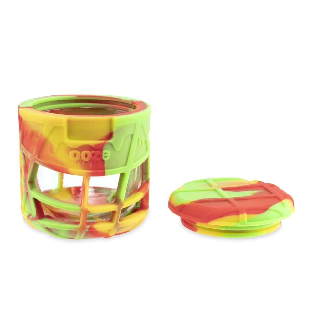 Ooze Prizm Rasta Silicone-Wrapped Glass Stash Jar