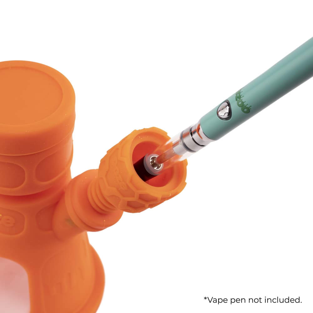 Ooze Hyborg Silicone Glass 4-In-1 Hybrid Water Pipe And Nectar Collector - Orange Burst