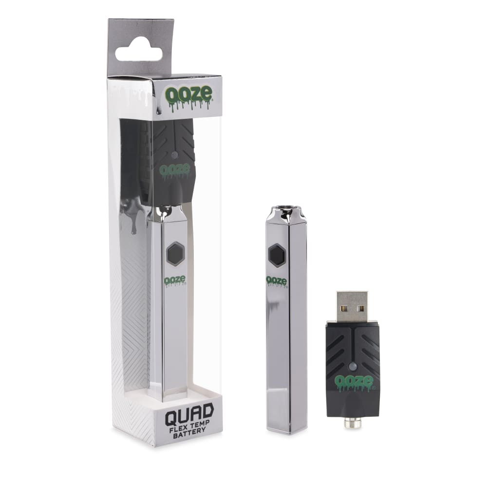 Ooze Cosmic Chrome Quad 510 Thread 500 Mah Square Vape Pen Battery + Usb Charger